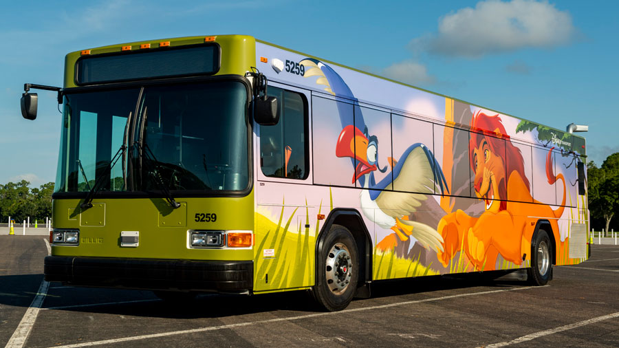 Walt Disney World bus featuring Simba and Zazu