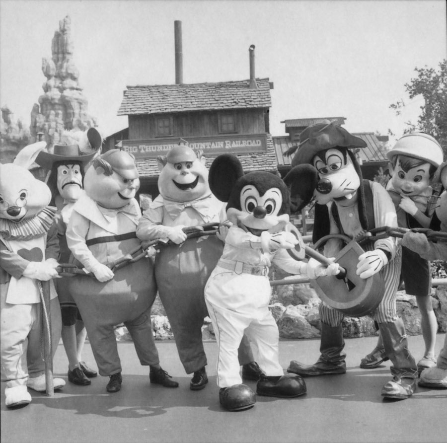 Mickey Mouse and friends at Big Thunder Railroad at Disneyland park