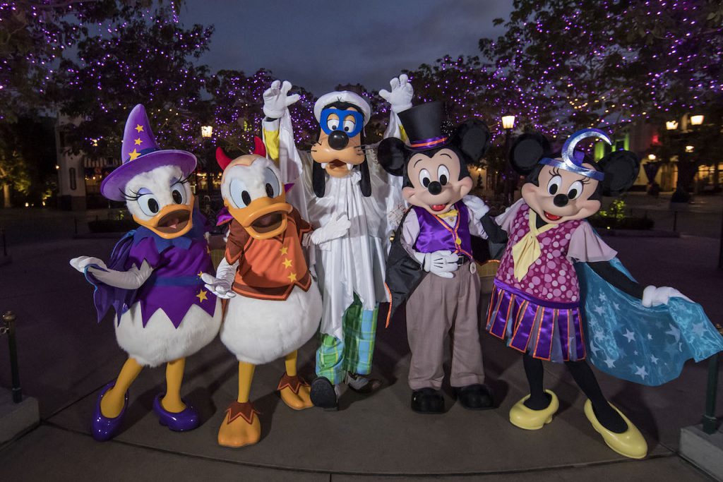 Disney characters during Halloween Time at the Disneyland Resort