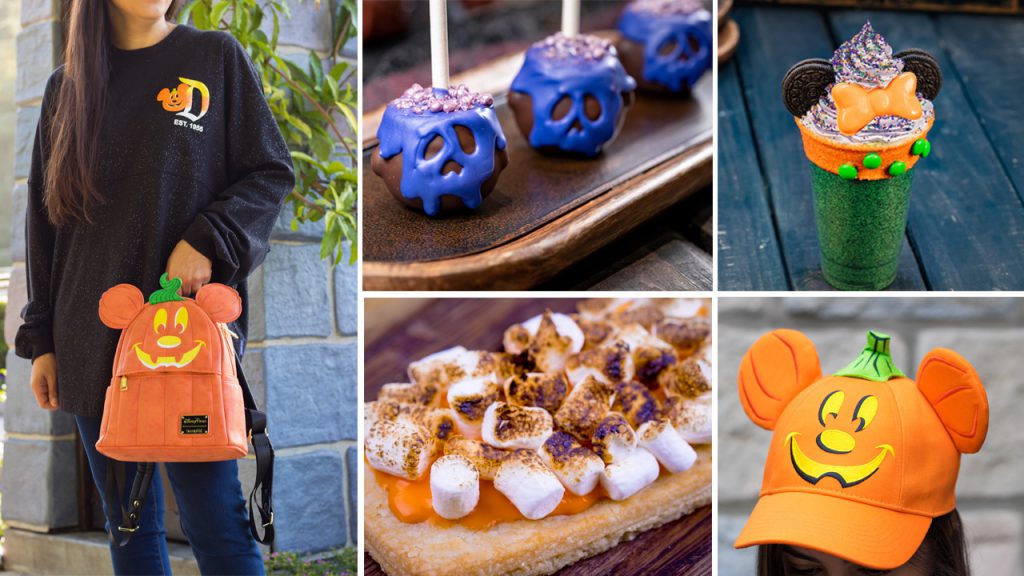 Collage of merchandise and treats from the Disneyland Resort during Halloween Time