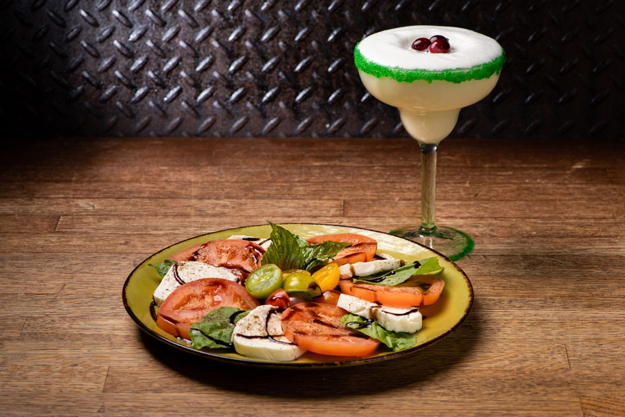 Holiday Caprese Wreath and White Chritstmas Margarita at Jock Lindsey’s Holiday Bar at Disney Springs