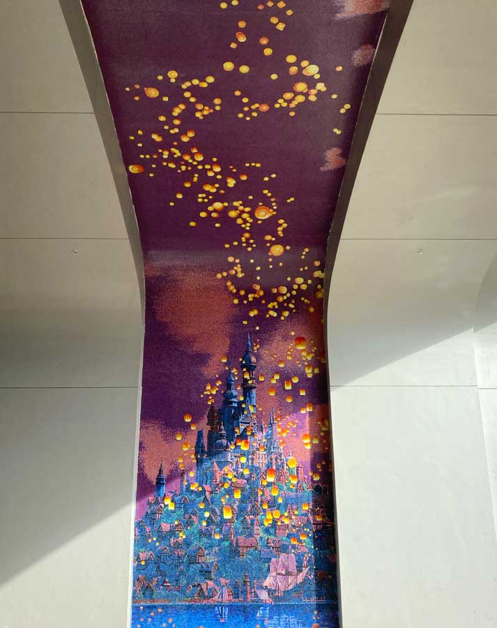 Mosaic at Disney’s Riviera Resort depicting Rapunzel’s floating lantern scene from “Tangled”