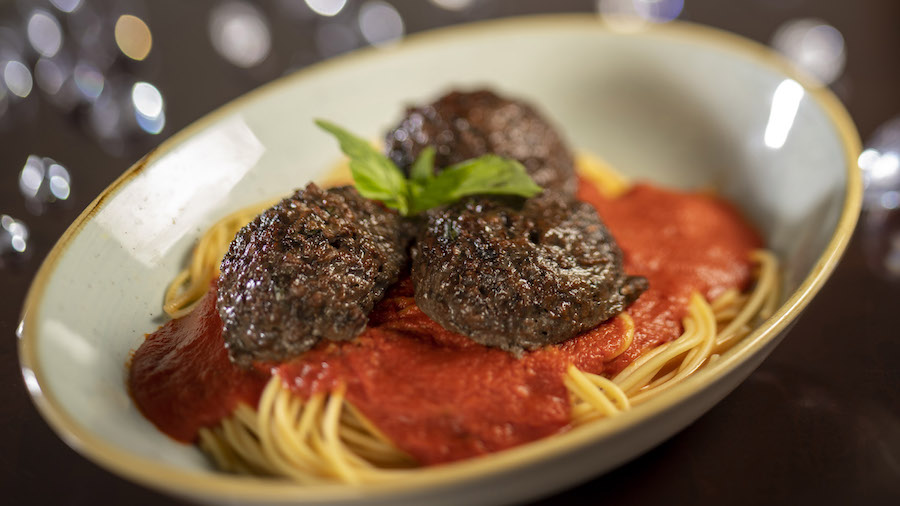 Spaghetti and Mushroom Meatballs from Tony’s Town Square Restaurant at Magic Kingdom Park