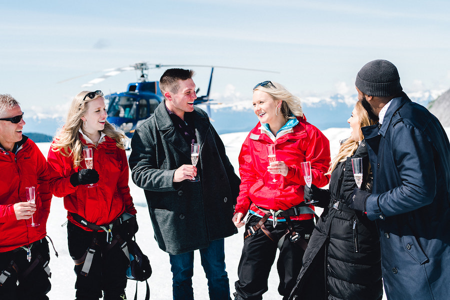 Couple getting engaged in Alaska