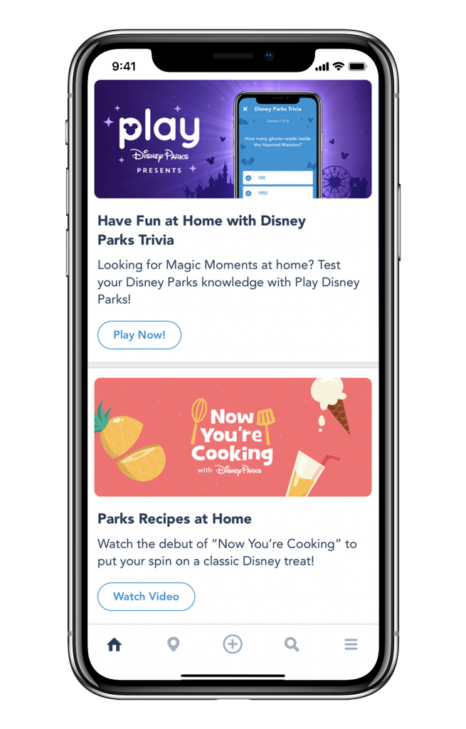 Play Disney Parks app screen