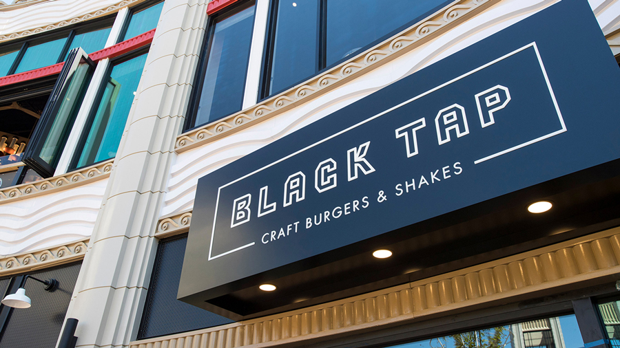 Black Tap Craft Burgers & Shakes exterior - Earl of Sandwich exterior -Downtown Disney District at Disneyland Resort