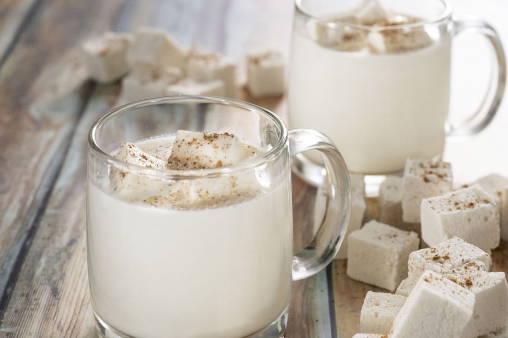 White hot chocolate with cinnamon marshmallows from the 2019 Disney California Adventure Festival of the Holidays