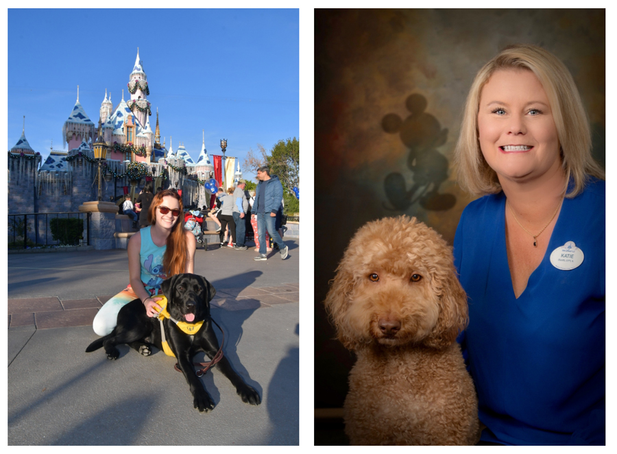 Collage of cast members with their dogs