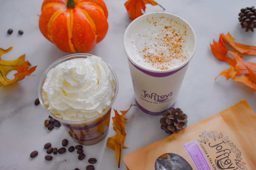 Pumpkin Pie Latte and Harvest Chai Latte from Joffrey's