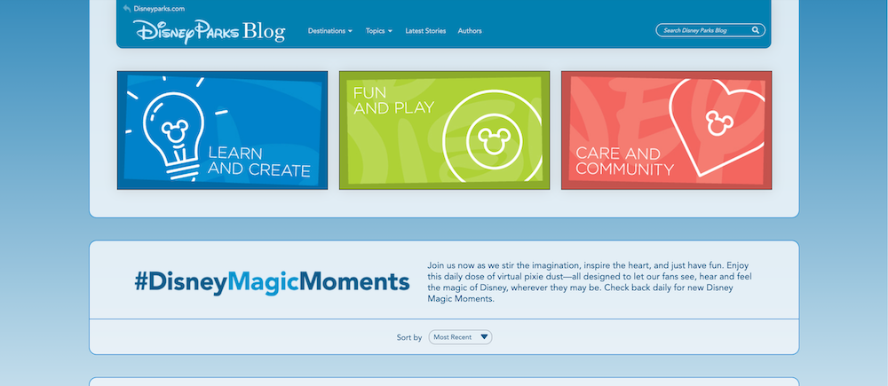 Image of the Disney Magic Moments landing page