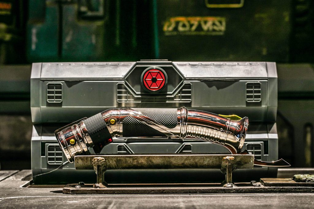 Red bladed lightsaber hilt of the menacing Sith Lord Darth Tyranus, aka Count Dooku