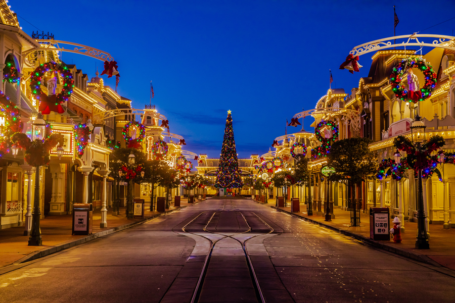 Holiday decor at Magic Kingdom Park