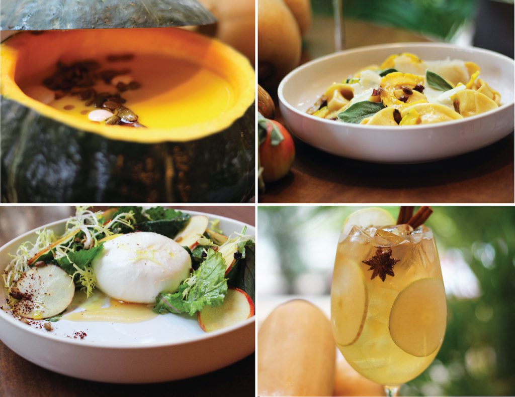 Roasted Pumpkin Soup, Butternut Tortellini, Heirloom Apple Salad, Fall Spiced Sangria, Wolfgang Puck Bar & Grill