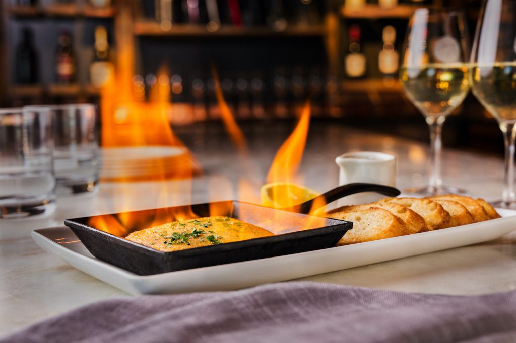 Saganaki On Fire, Wine Bar George 