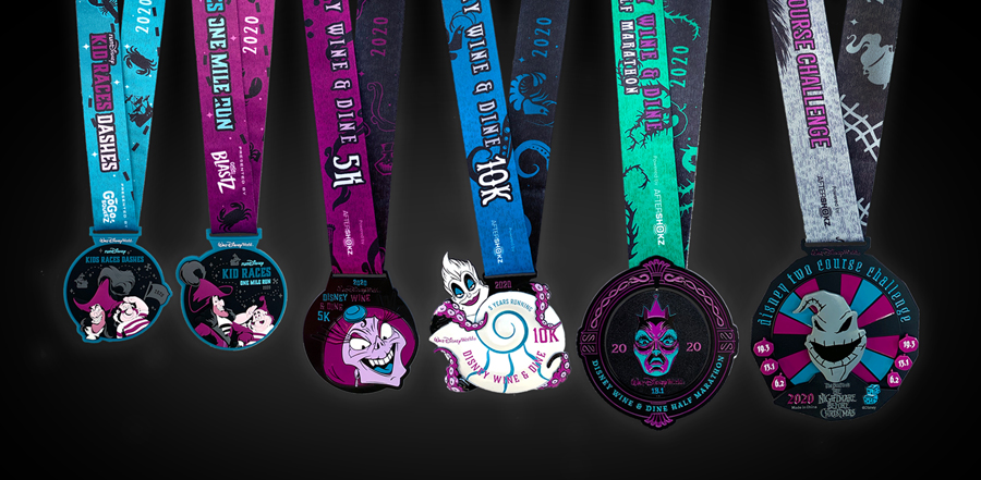 2020 Disney Wine & Dine Half Marathon Finisher medals 