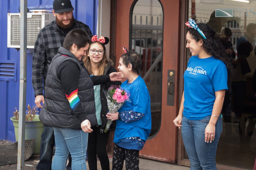 Wish kid Tali and her family being surprised