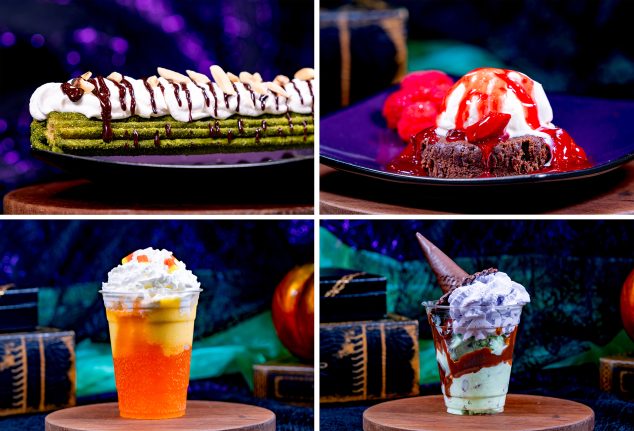 Matcha Chai Madness Churro; Lava Cake; Candy Corn Float; Witch's Hat Sundae