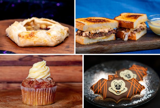 Pear Blackberry Cheesecake Crostata; Boo-gogi Toasted Sandwich with Corn Cheese Soup; Pumpkin Muffin; Mickey Bat Cookie