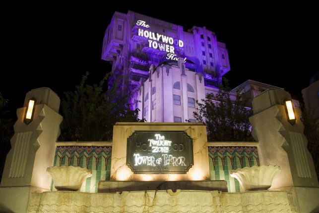 The Twilight Zone Tower of Terror at night