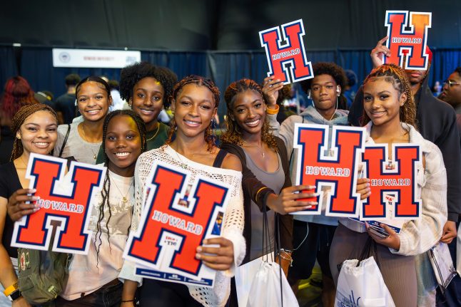 Attendees pose together at the HBCU Week Foundation College Fair