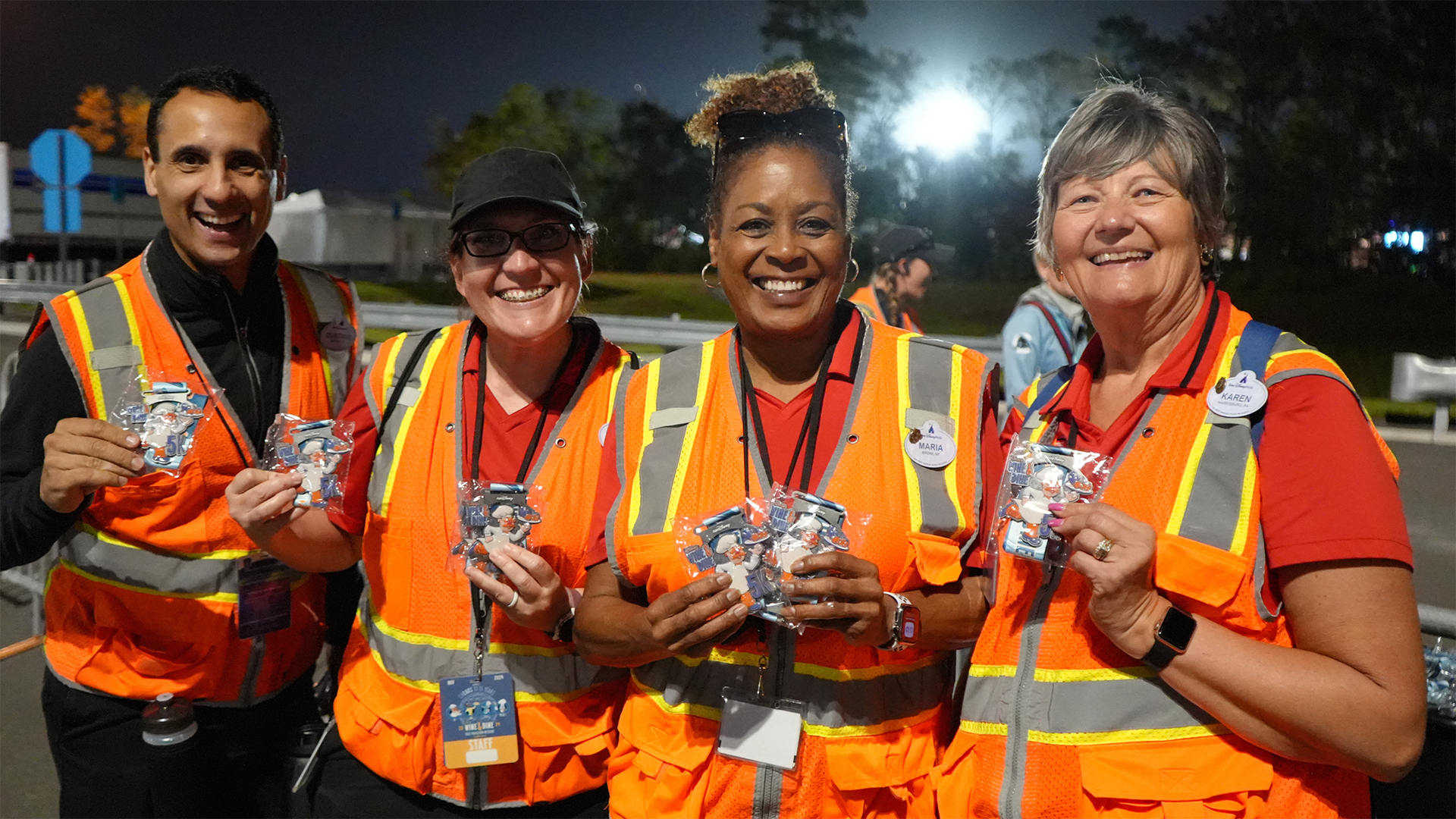 Cast members smile at the 2024 Disney Wine & Dine Half Marathon Weekend